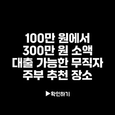 100만 원에서 300만 원 소액 대출 가능한 무직자 주부 추천 장소