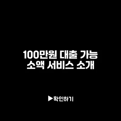 100만원 대출 가능 소액 서비스 소개