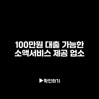 100만원 대출 가능한 소액서비스 제공 업소 100만원 대출 가능한 소액서비스 제공 업소