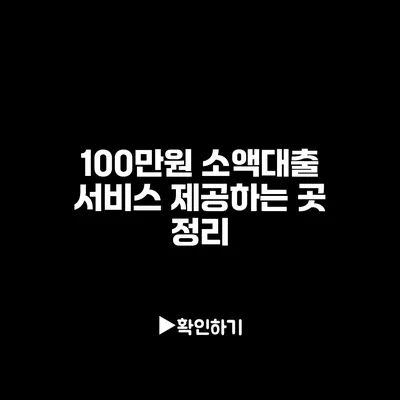 100만원 소액대출 서비스 제공하는 곳 정리