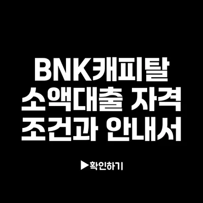 BNK캐피탈 소액대출 자격 조건과 안내서 BNK캐피탈 소액대출 자격 조건과 안내서