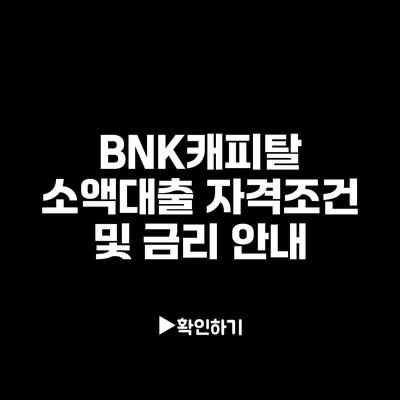 BNK캐피탈 소액대출 자격조건 및 금리 안내