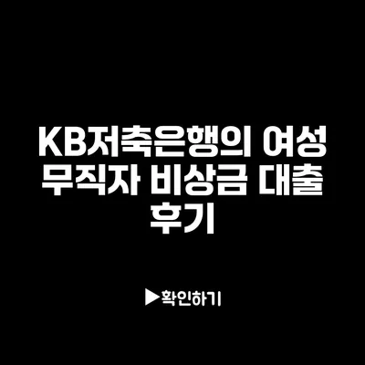 KB저축은행의 여성 무직자 비상금 대출 후기