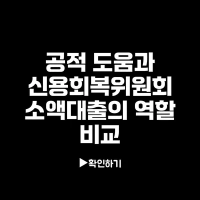 공적 도움과 신용회복위원회 소액대출의 역할 비교 공적 도움과 신용회복위원회 소액대출의 역할 비교