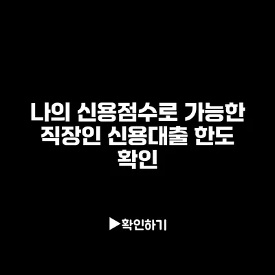 나의 신용점수로 가능한 직장인 신용대출 한도 확인