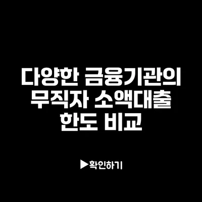 다양한 금융기관의 무직자 소액대출 한도 비교