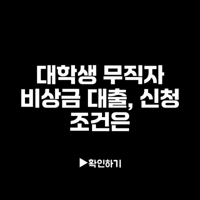 대학생 무직자 비상금 대출, 신청 조건은?