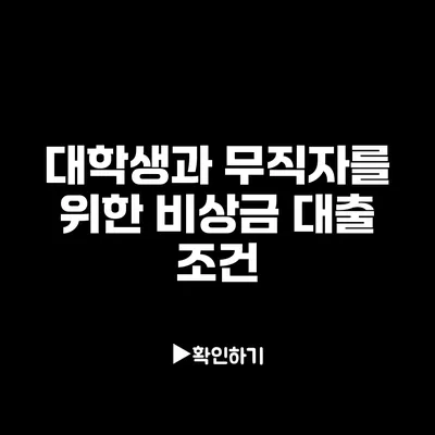 대학생과 무직자를 위한 비상금 대출 조건
