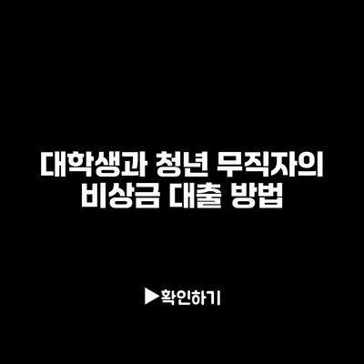 대학생과 청년 무직자의 비상금 대출 방법