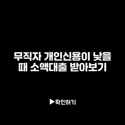 무직자 개인신용이 낮을 때 소액대출 받아보기