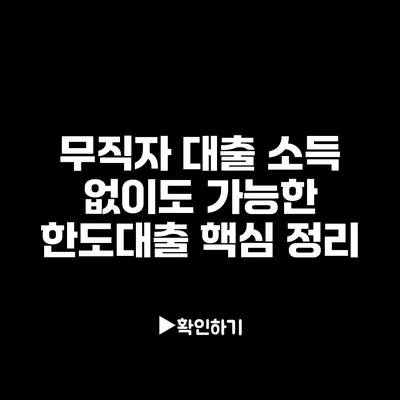무직자 대출: 소득 없이도 가능한 한도대출 핵심 정리