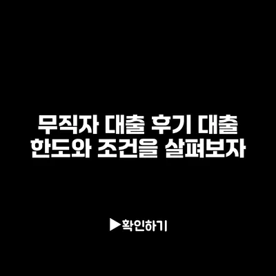 무직자 대출 후기: 대출 한도와 조건을 살펴보자