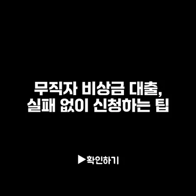 무직자 비상금 대출, 실패 없이 신청하는 팁