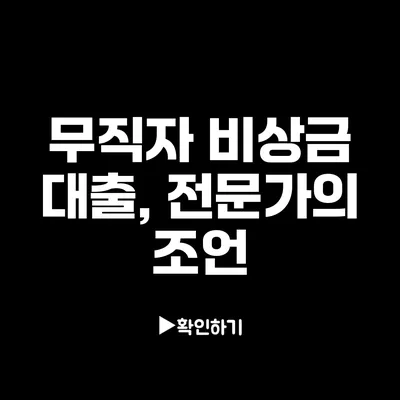 무직자 비상금 대출, 전문가의 조언