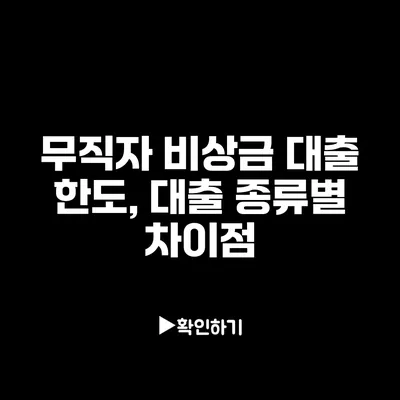 무직자 비상금 대출 한도, 대출 종류별 차이점