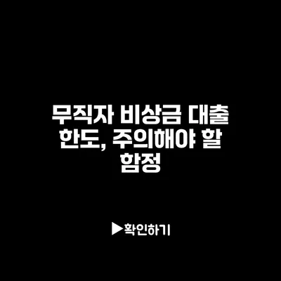 무직자 비상금 대출 한도, 주의해야 할 함정