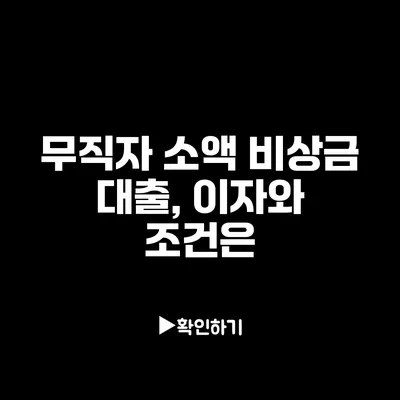 무직자 소액 비상금 대출, 이자와 조건은? 무직자 소액 비상금 대출, 이자와 조건은?