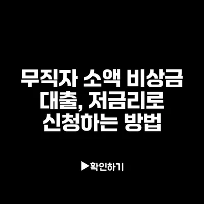 무직자 소액 비상금 대출, 저금리로 신청하는 방법