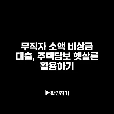 무직자 소액 비상금 대출, 주택담보 햇살론 활용하기 무직자 소액 비상금 대출, 주택담보 햇살론 활용하기