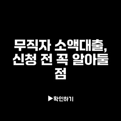 무직자 소액대출, 신청 전 꼭 알아둘 점