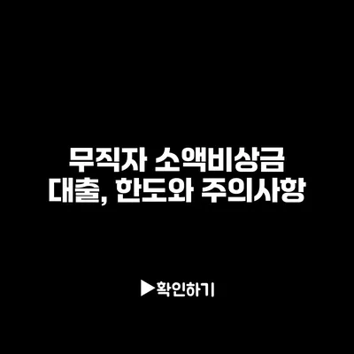 무직자 소액비상금 대출, 한도와 주의사항