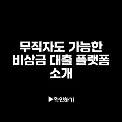 무직자도 가능한 비상금 대출 플랫폼 소개