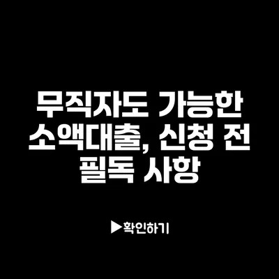 무직자도 가능한 소액대출, 신청 전 필독 사항