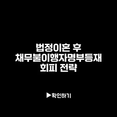 법정이혼 후 채무불이행자명부등재 회피 전략
