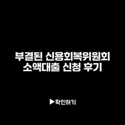 부결된 신용회복위원회 소액대출 신청 후기