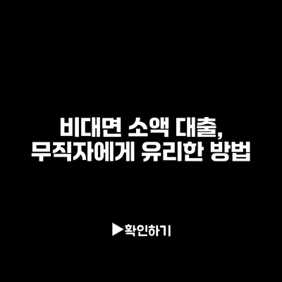 비대면 소액 대출, 무직자에게 유리한 방법
