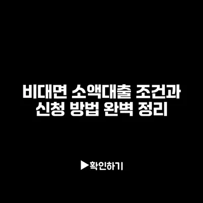 비대면 소액대출 조건과 신청 방법 완벽 정리