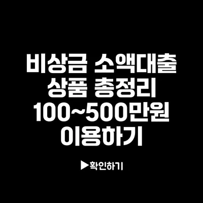 비상금 소액대출 상품 총정리: 100~500만원 이용하기