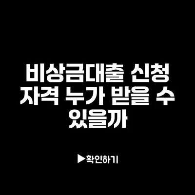 비상금대출 신청 자격: 누가 받을 수 있을까?
