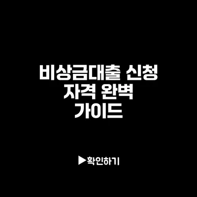 비상금대출 신청 자격 완벽 가이드