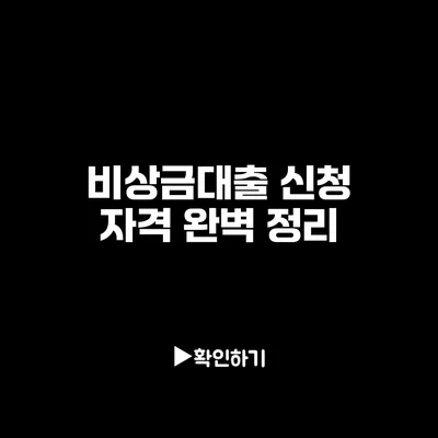 비상금대출 신청 자격 완벽 정리