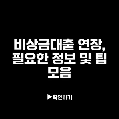 비상금대출 연장, 필요한 정보 및 팁 모음 비상금대출 연장, 필요한 정보 및 팁 모음