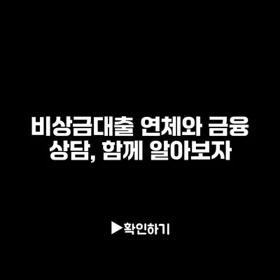비상금대출 연체와 금융 상담, 함께 알아보자