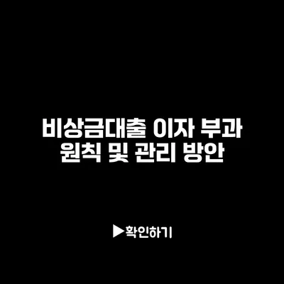 비상금대출 이자 부과 원칙 및 관리 방안
