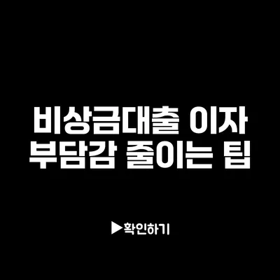 비상금대출 이자 부담감 줄이는 팁