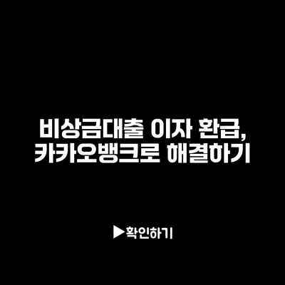 비상금대출 이자 환급, 카카오뱅크로 해결하기