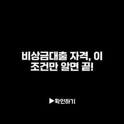 비상금대출 자격, 이 조건만 알면 끝!