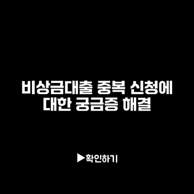 비상금대출 중복 신청에 대한 궁금증 해결