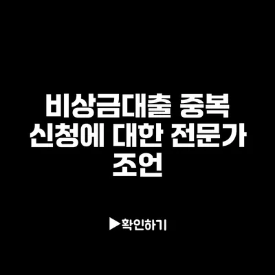 비상금대출 중복 신청에 대한 전문가 조언 비상금대출 중복 신청에 대한 전문가 조언