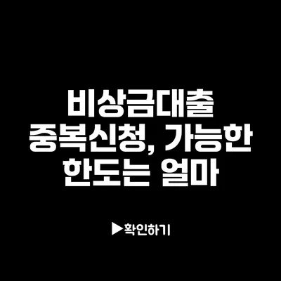 비상금대출 중복신청, 가능한 한도는 얼마?
