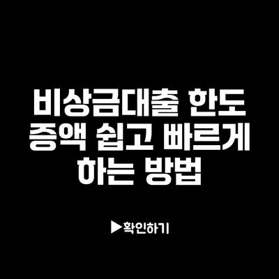 비상금대출 한도 증액 쉽고 빠르게 하는 방법
