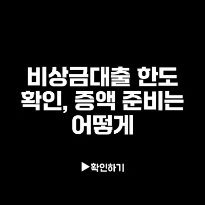 비상금대출 한도 확인, 증액 준비는 어떻게?