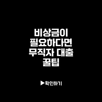 비상금이 필요하다면? 무직자 대출 꿀팁