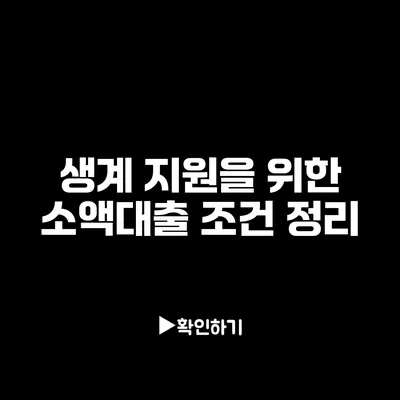 생계 지원을 위한 소액대출 조건 정리