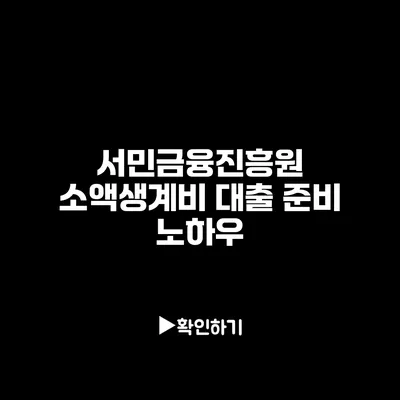 서민금융진흥원 소액생계비 대출 준비 노하우