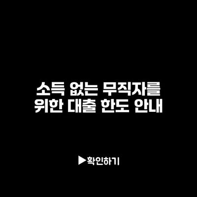 소득 없는 무직자를 위한 대출 한도 안내